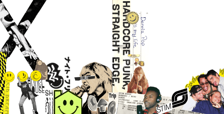 Illustration av collage I 90-tals stil